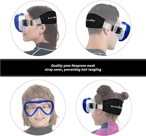 Miniatura 4 de OMGear - Gafas de natación con cubierta para la nariz, máscara de buceo y esnórquel, máscara para niños y adultos, máscara de esnórquel para buceo,