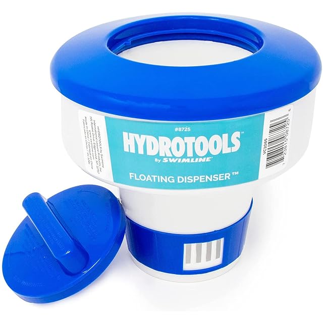 HYDROTOOLS BY SWIMLINE 8725 Large Capacity Pool Spa Chemical Dispenser Compatible With Bromine Chlorine Supports 1-3 Tablets Adjustable
