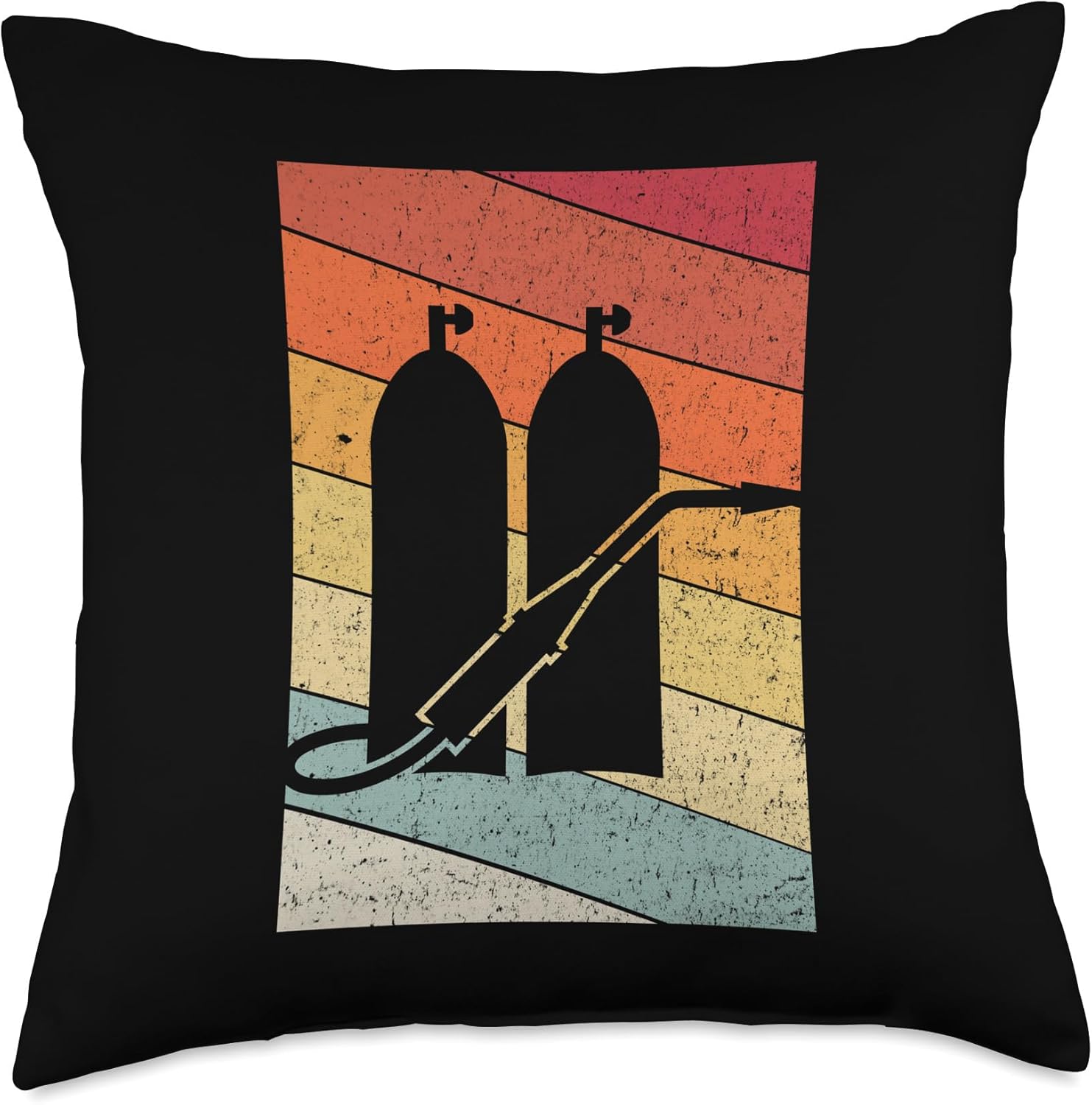 Welding Machine With Gas Sunset Distressed Welding Welder Throw Pillow