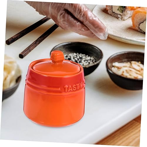 Miniatura 3 de Contenedor de porcelana para condimentos con tapa, cuchara, tazones de cerámica para condimentos, tarros de sal, té para encimera de cocina,