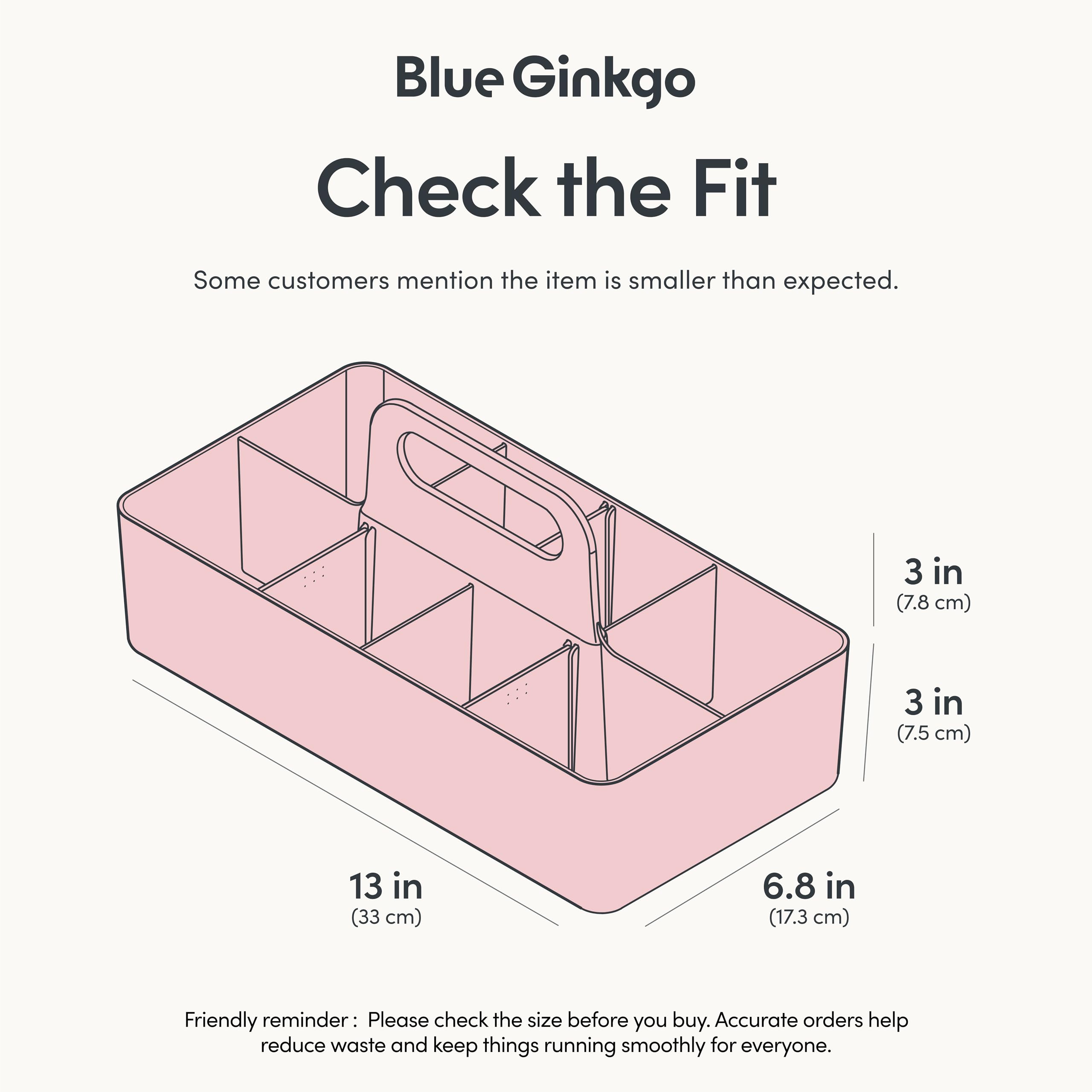 BLUE GINKGO Stackable Organizer Caddy Korean-Made Portable Tote for Bathroom Office Crafts or School Supplies Long Rectangle Pink — view 3