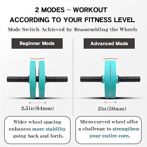 Miniatura 7 de Rueda de rodillo abdominal, ejercicio abdominal, pérdida de peso, sin ruido, fácil de montar, peso ligero, perfecto equipo de gimnasio en casa para