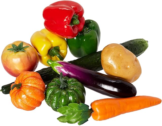 Lorigun 10 Pieces/Set Artificial Vegetables Simulation Vegetables Decoration Kitchen Home Decor Realistic Fake Vegetables Decor Set Photo Props