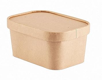 25oz 50 Pack Disposable Paper Meal Prep Containers with Lids Rectangular Food Containers Microwave Salad Bowls Soup Meal Prep Ice Cream Takeout Party Food