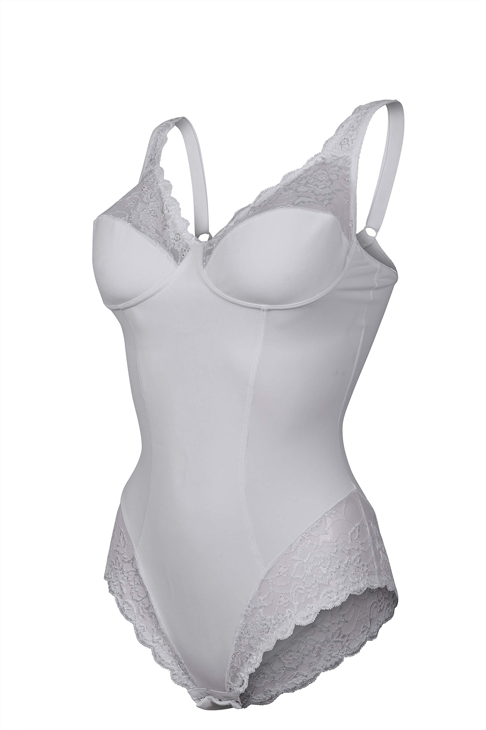 MyLady Body Contenitivo Modellante Senza Ferretto Coppa C | Body Shaper Snellente con Spalline larghe per Taglie Forti | Coppe Non Imbottite e Pannello Frontale Foderati in Cotone (Bianco, 4C)