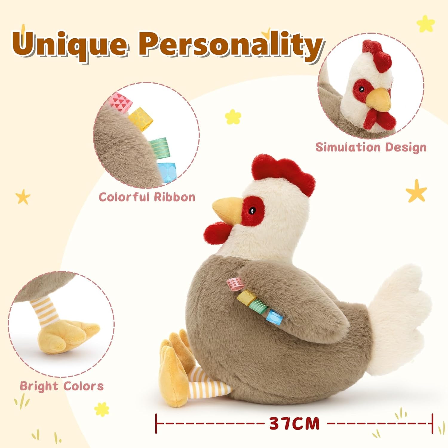 Tezituor Easter Chicken Stuffed Animal, Big Realistic Chicken Plush Toy, Cuddly Large Rooster Stuffed Animals,Soft Hen Stuffy Giant Farm Chick Plushie Gifts for Kids Girls Christmas Birthday
