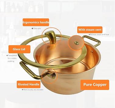 Kkekos Pure Copper Pots and Pans, Hammered Copper Cookware Set with Wok (18cm-mini pot)