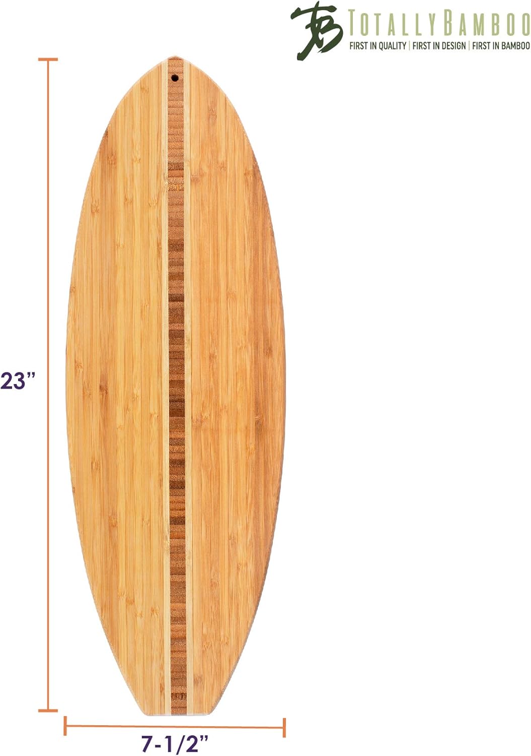 Totally Bamboo Surfboard Shaped Bamboo Wood Cutting Board and Charcuterie Serving Board, 23" x 7-1/2" - Image 6