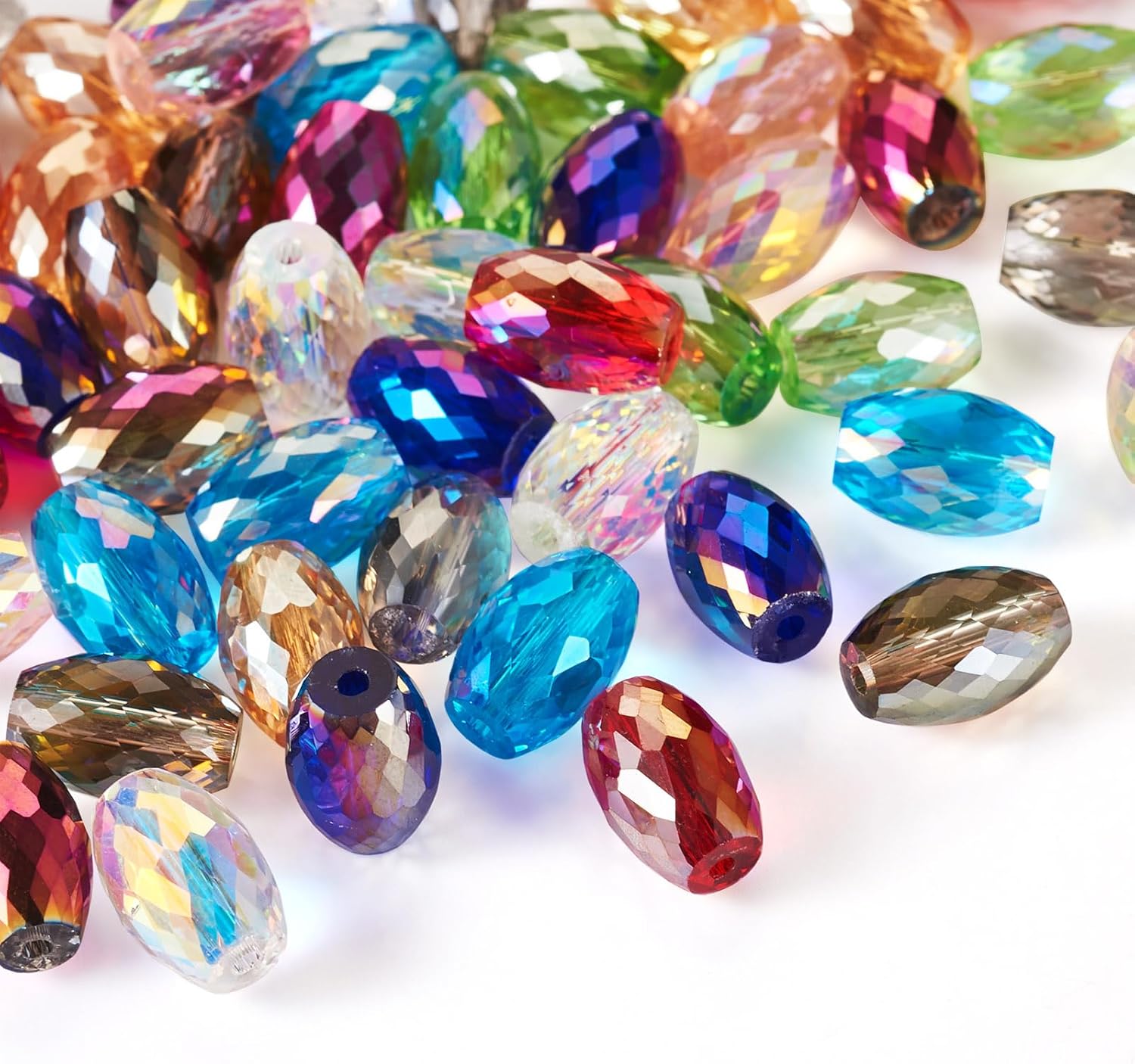 Beadthoven 50pcs 8mm Transparent Oval Glass Beads Strands 10 Colors Barrel Crystal Beads Faceted Glass Beads AB Color Crystal Glass Loose Beads Spacers for DIY Bracelet Earring Jewelry Making - Image 7