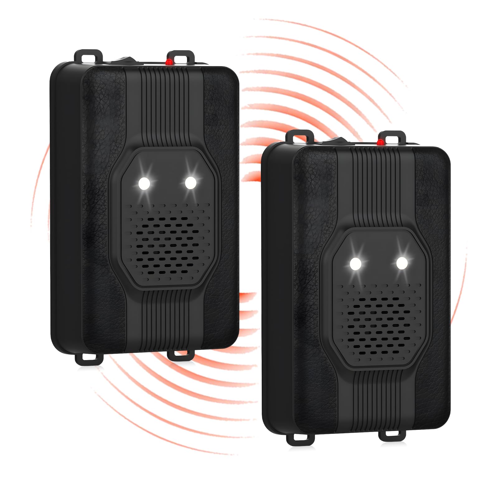 TEOV Marderschreck Auto, 15-36kHz Ultraschall Marderabwehr mit LED Blitzlicht, 12V Autobatterie & AA Batterie & USB, Anwendungsbereich ca. 40-50m², Tiervertreiber Marderschutz für Auto Haus (2 Stück)