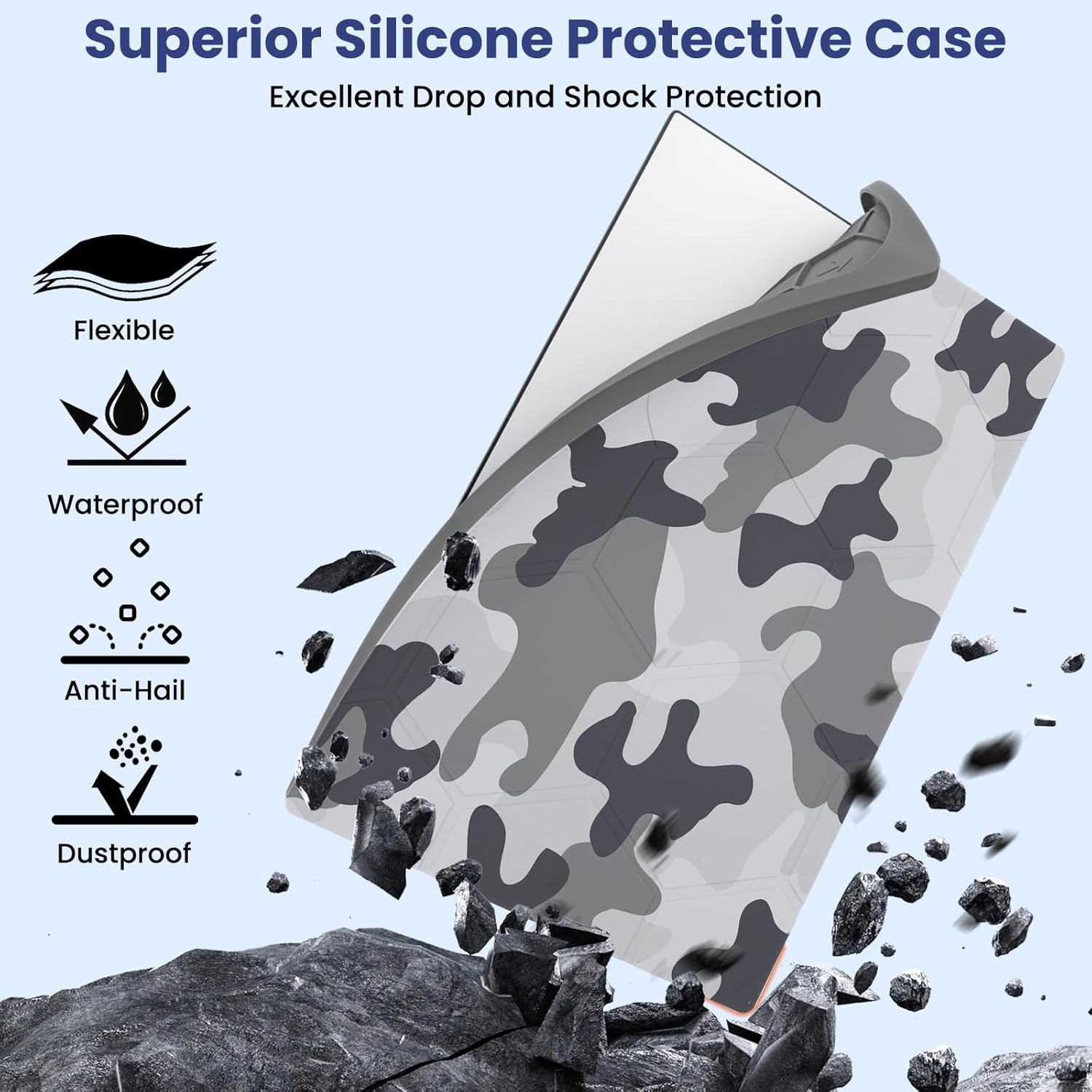 Protective Cover Case for Starlink Gen 3, SL Standard Gen 3 Case for Satellite Dish, Silicone Hail Protector Cover for Starlink Standard, Waterproof,Impact Resistant to Rocks/Sand/Hail, Camo