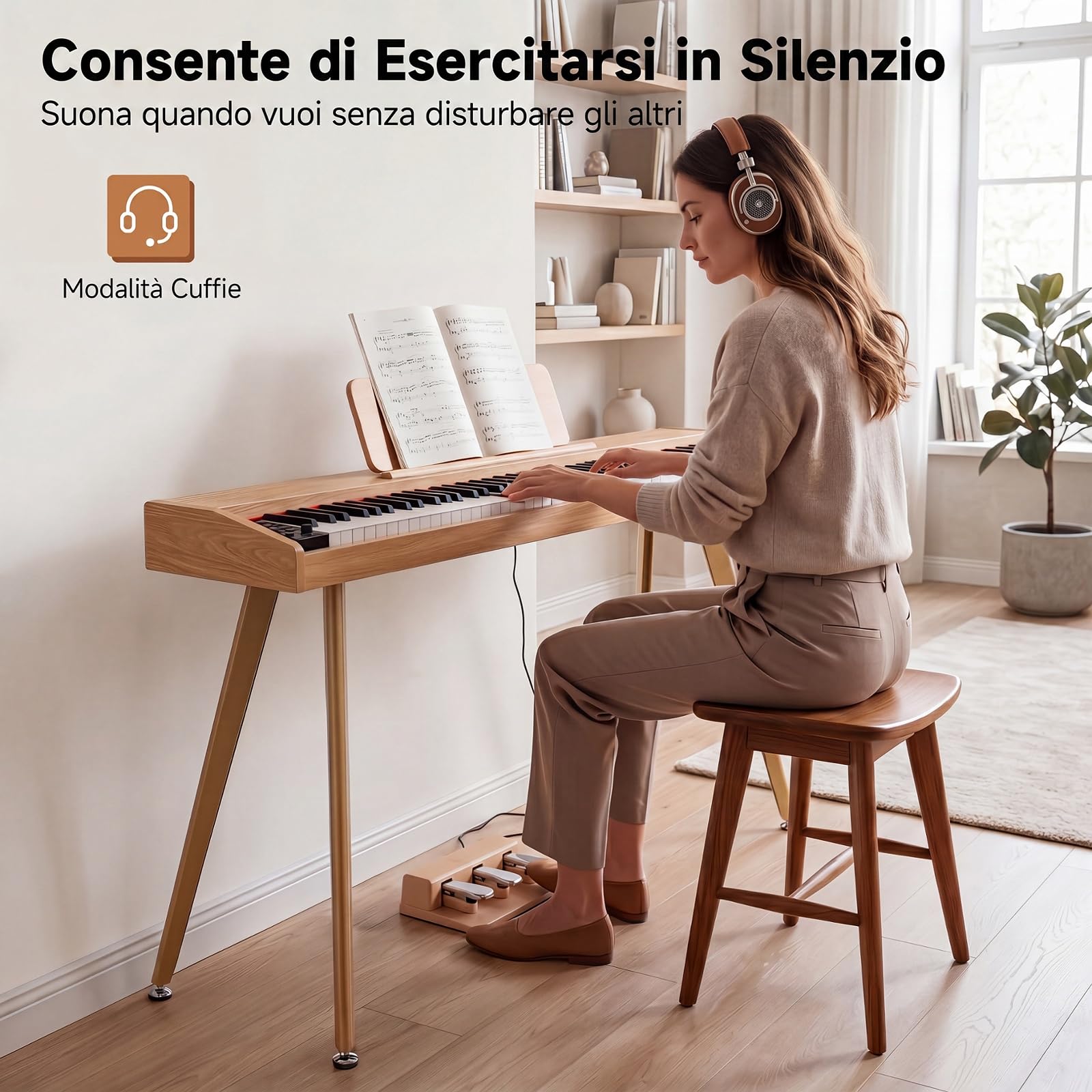 COSTWAY Pianoforte Digitale 88 Tasti Semipesati Full Size Regolabile | Pianola Elettronica da Casa con Pedale, Supporto, 800 Timbri, 600 Ritmi, 80 Brani per Principiante