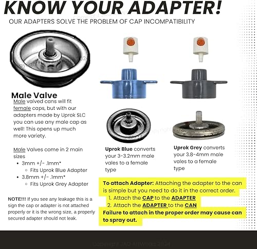 Miniatura 3 de Tapas universales de repuesto para pintura en aerosol, paquete de 40 contratistas, adaptadores Uprok + tapas de grasa