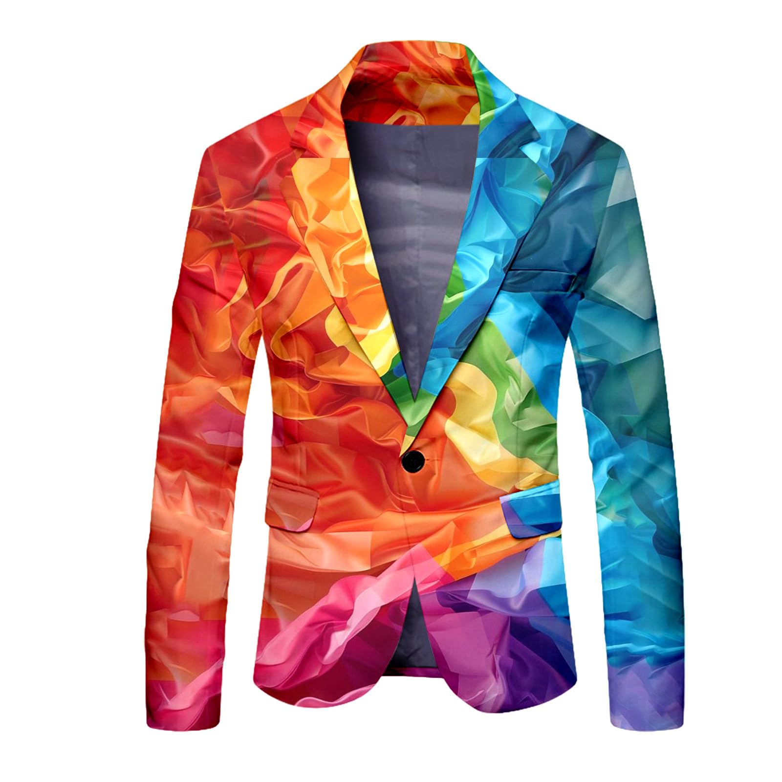 Celanisai Colourful Jacket Men's Rainbow Suit Jacket Fashionable Party Rainbow Suits Funky Blazer Suit Neon Coloured Suit Jacket LGBTQ Pride Month Jacket Prom Carnival Costume, S red, S