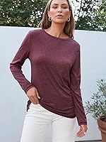 Vista 2 de AUTOMET Camisetas básicas de manga larga con cuello redondo para mujer, camisetas de otoño 2024