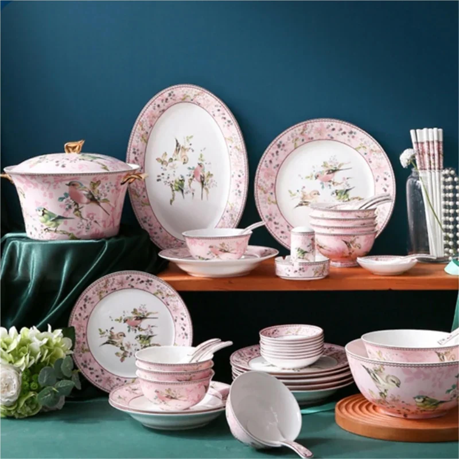 SAeWare Set di stoviglie in ceramica Set Piatti Osso Cucina Casa