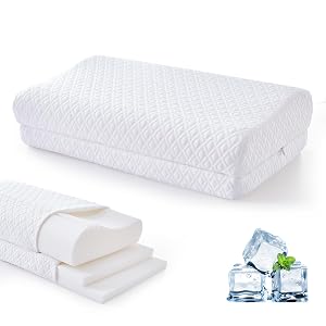 Luxe Linen Tencel Cervical Neck Pillow for Sleeping 3-Layer Adjustable Memory Foam Pillows Side Sleeper Pillow for Neck