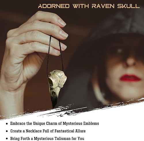 Miniatura 4 de Calavera de cuervo de Halloween, estatua gótica de cuervo de cráneo de animal, decoración de hueso falso, collar de cuervo para la cabeza, dije de