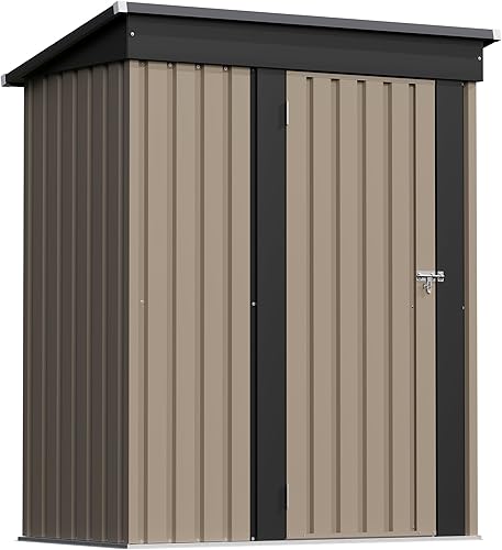 Vista 125 de Patiowell - Cobertizo de almacenamiento de 10 x 12 pies para herramientas, de metal y con puertas con cerradura, para exteriores, jardín, patio Gris