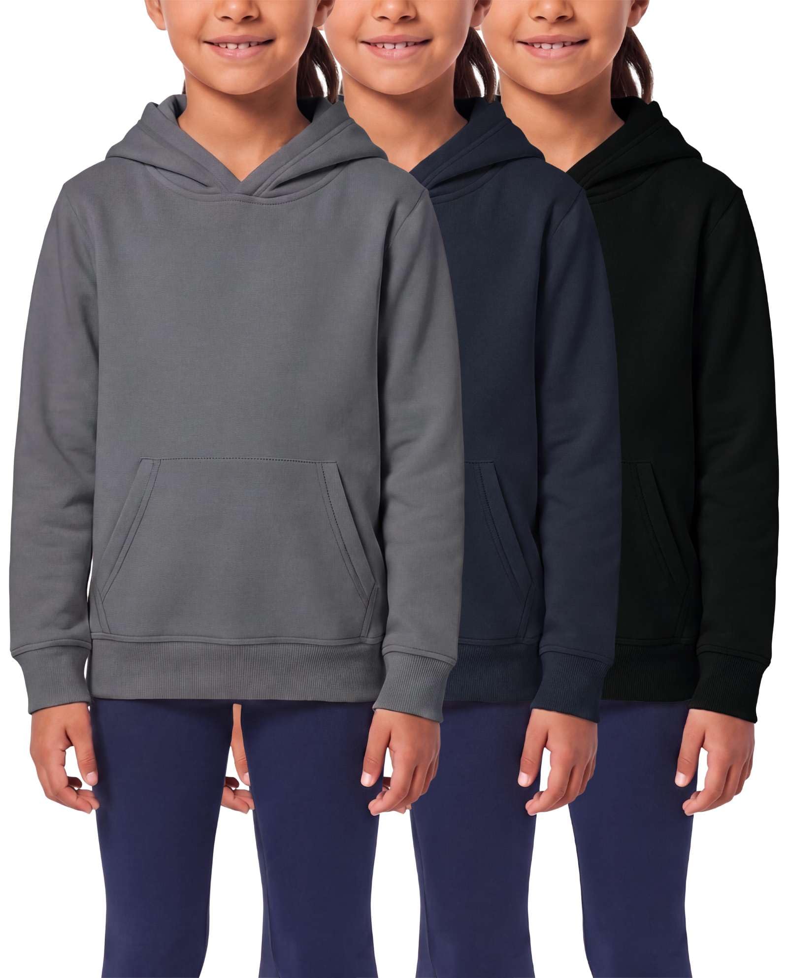 3 Pack Girls' Fleece Pullover Hoodies Sweatshirts Sweaters Kids Teens Tops