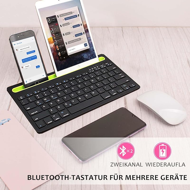 Civetes Wireless Bluetooth QWERTY Billentyűzet 78 Gomb, Hordozható, Újratölthető, Csendes, 2 Eszköz Támogatás, Állvánnyal, Tablet és Okostel
