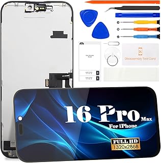 SRJTEK Incell LCD-Display für iPhone 16 Pro Max für iPhone 16 Pro Max, Ersatzdisplay für iPhone 16 Pro Max A3296, A3084, A3295, A3297, Touchscreen-Digitizer-Display, Montage-Reparatur-Kits (schwarz)