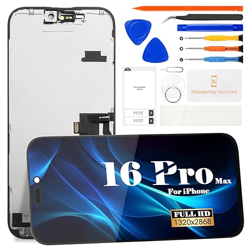 TFT for iPhone 16 Pro Max Screen Replacemet for iPhone 16 Pro Max LCD Display for iPhone 16 Pro Max A3296 A3084 A3295 A3297 Touch Screen Digitizer Assembly Repair Kits (Black)