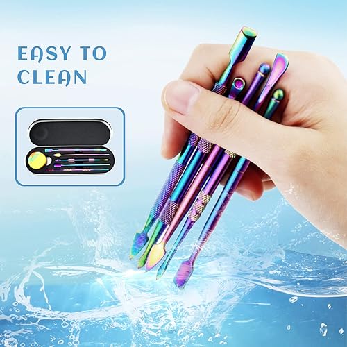 Miniatura 5 de YETOOME Juego de 6 herramientas de tallado de cera con recipiente de silicona de 0.2 fl oz (0.2 fl oz) y funda de metal portátil, herramienta de