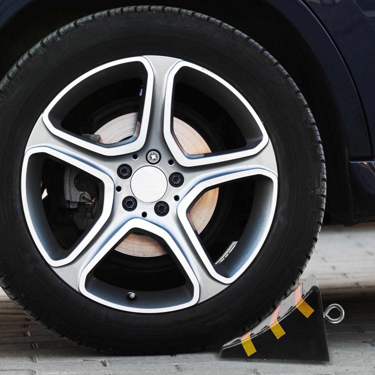 ibasenice Auto Unterlegkeil aus Gummi und Eisen Schwer Belastbar Stabiler Radkeil für Anhänger und Fahrzeuge zum Parken und Entladen rutschfest und Langlebig