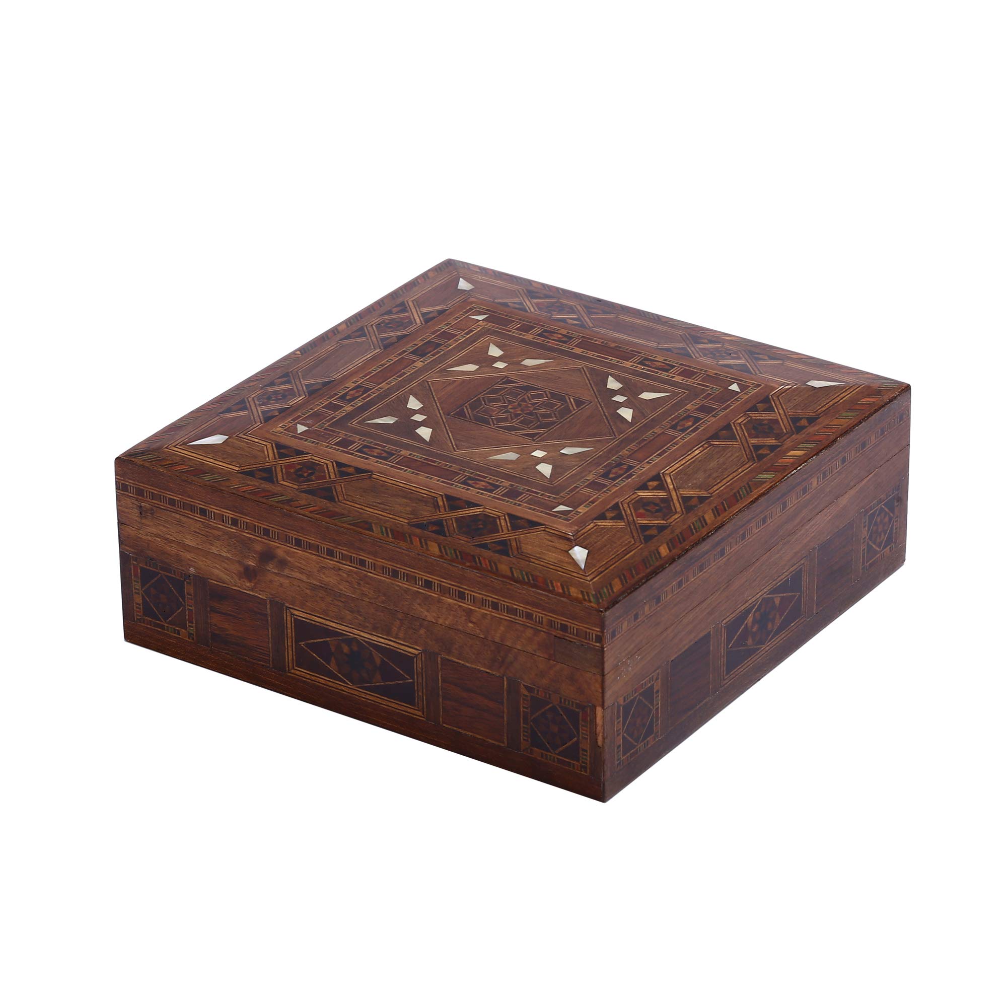 GiftHomeJewelry Accesorry Organizer Handmade Natural Solid Wooden Box Square Shape