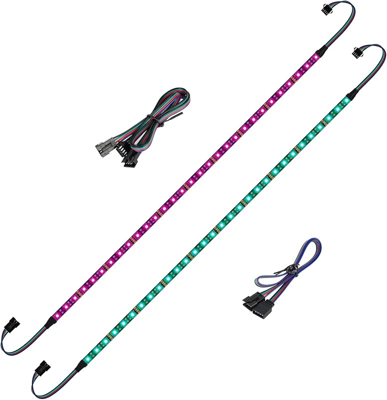 Tira RGB para PC, 2 unidades, 19,7 pulgadas, para cabezales LED de 12V y 4 pines para ASUS Aura Sync, Gigabyte RGB Fusion, MSI Mystic Light