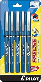 Precise V7, Capped Liquid Ink Rolling Ball Pens, Fine Point 0.7 mm, Blue, Pack of 5