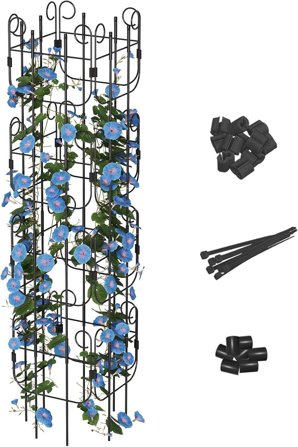Garden Trellis for Climbing Plant, Adjustable Height Tower Potted Cages for Flowers Fruits Vegetable Vines Indoor & Outdoor, Rustproof Metal Pothos Plant Climbing Support