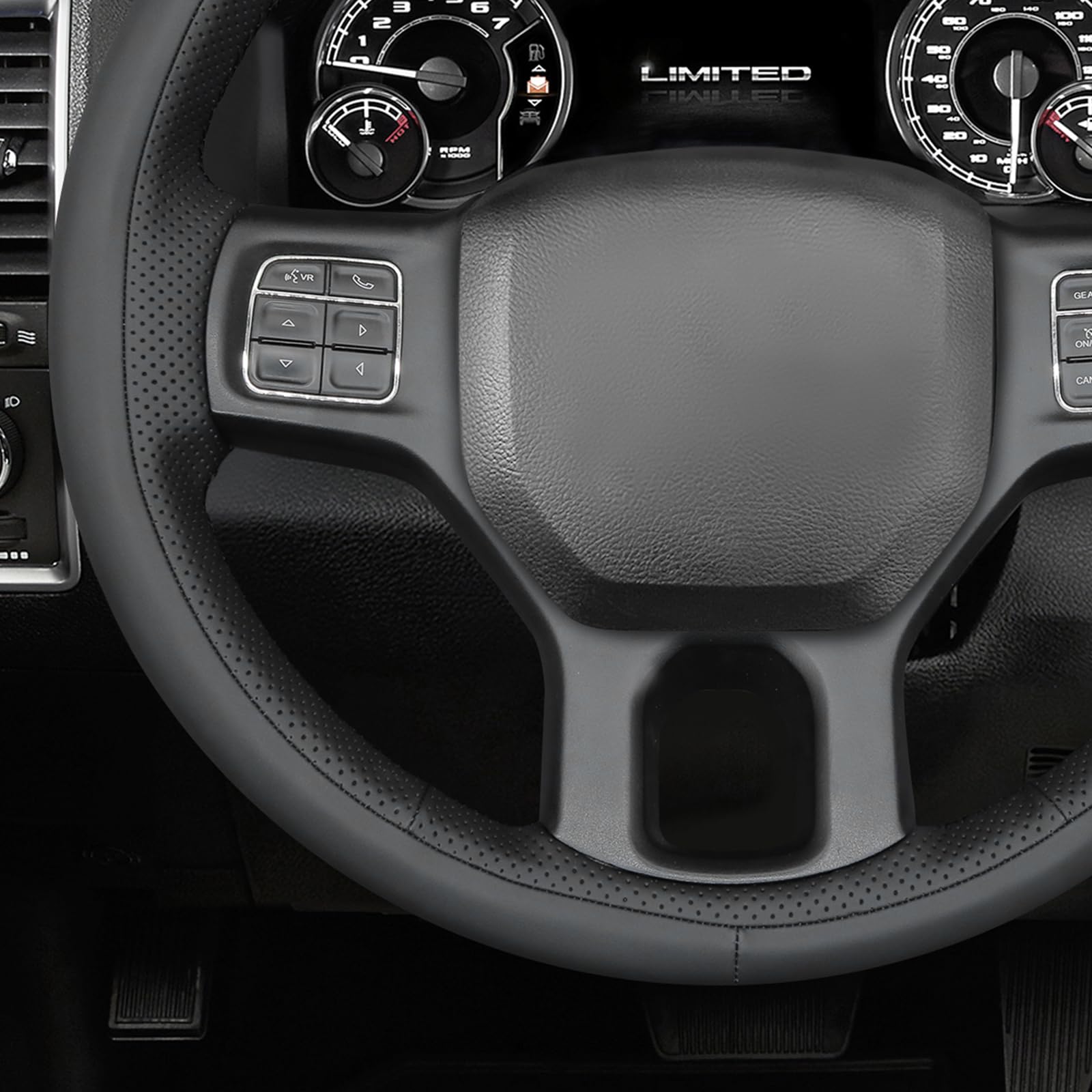 MEWANT Passgenauer Lenkradbezug zum Nähen für Dodge Ram | Dodge RAM 1500 2012-2018 / 1500 Classic 2019-2023 / 2500 2012-2018 / 3500 2012-2018 / 5500 2012-2018 (3D-Stil) Atmungsaktiv
