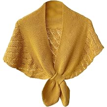 JOAU Women's Triangle Knotted Shawl Wraps Casual Hollow Out Crochet Knitted Sweater Scarf Retro Cardigan Cape