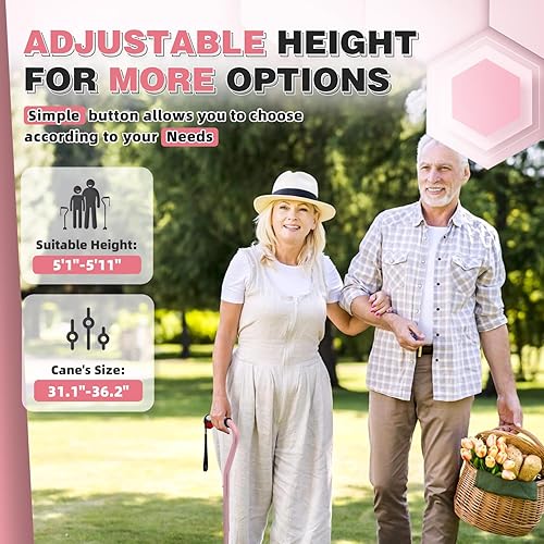 Miniatura 7 de BigAlex Bastón plegable para hombres y mujeres, barra de estabilidad ajustable para movilidad, resistente, plegable, ligero, ayuda de viaje portátil