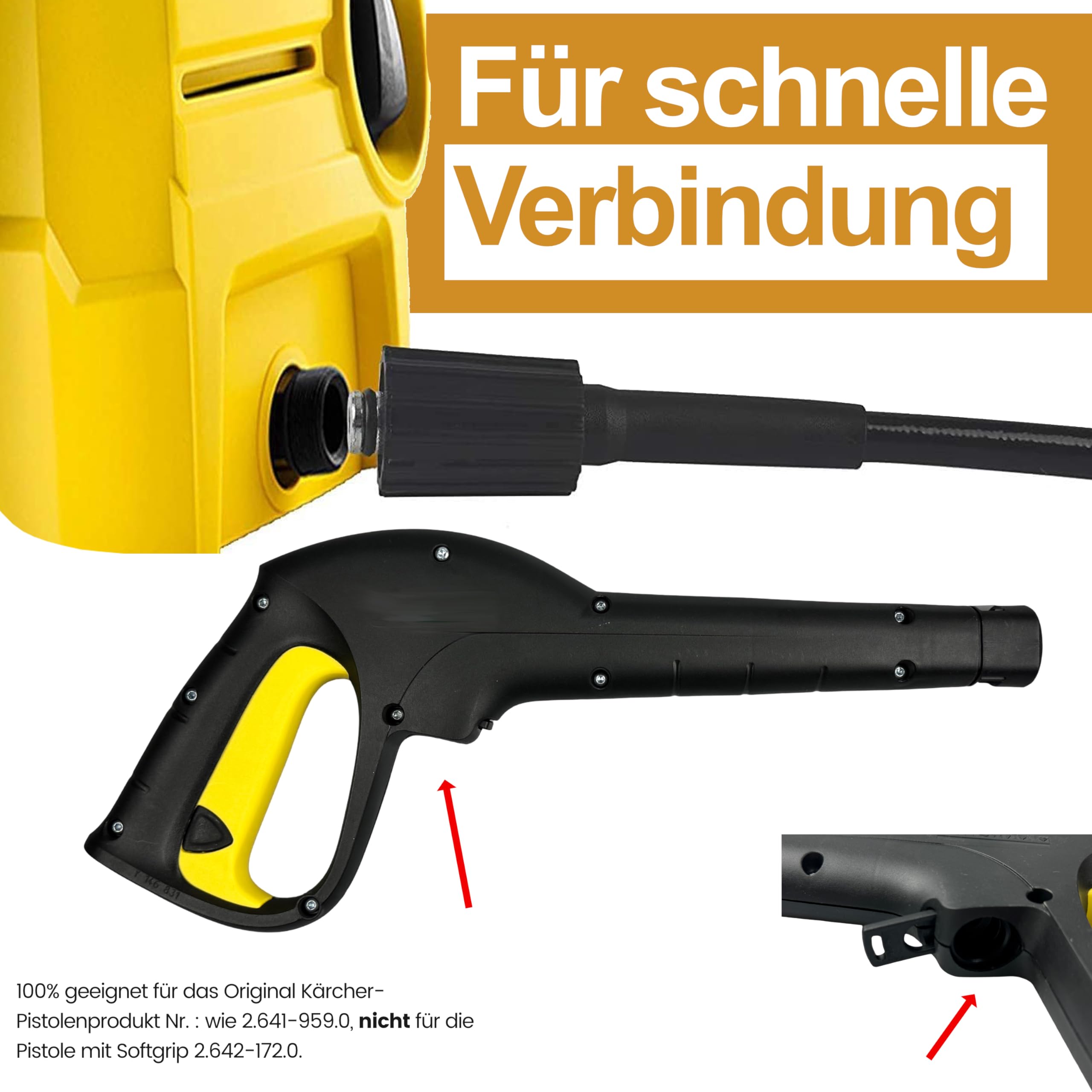 Tubo ad alta pressione per Kärcher come 6.390-463.0 6.390-463 63904630 CPE HDR – Connettore nipplo 10 mm: filettatura interna M22 x 1,5 – Fino a 60 °C e 160 bar – Dimensioni a scelta (lunghezza, 15