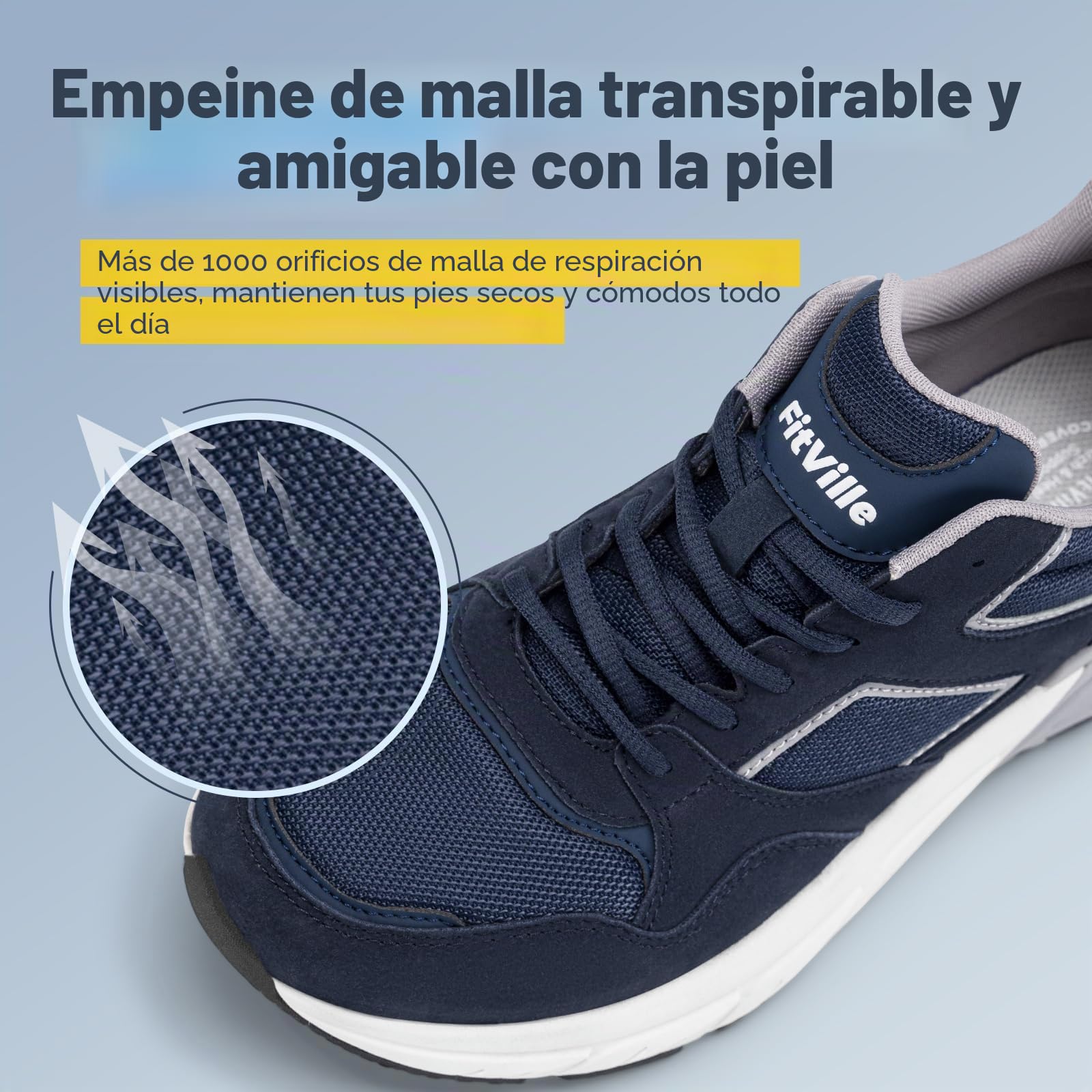 FitVille Extra Ancho Zapatillas Hombre Zapatos Deporte Antideslizantes Sneaker Running Transpirables Caminar