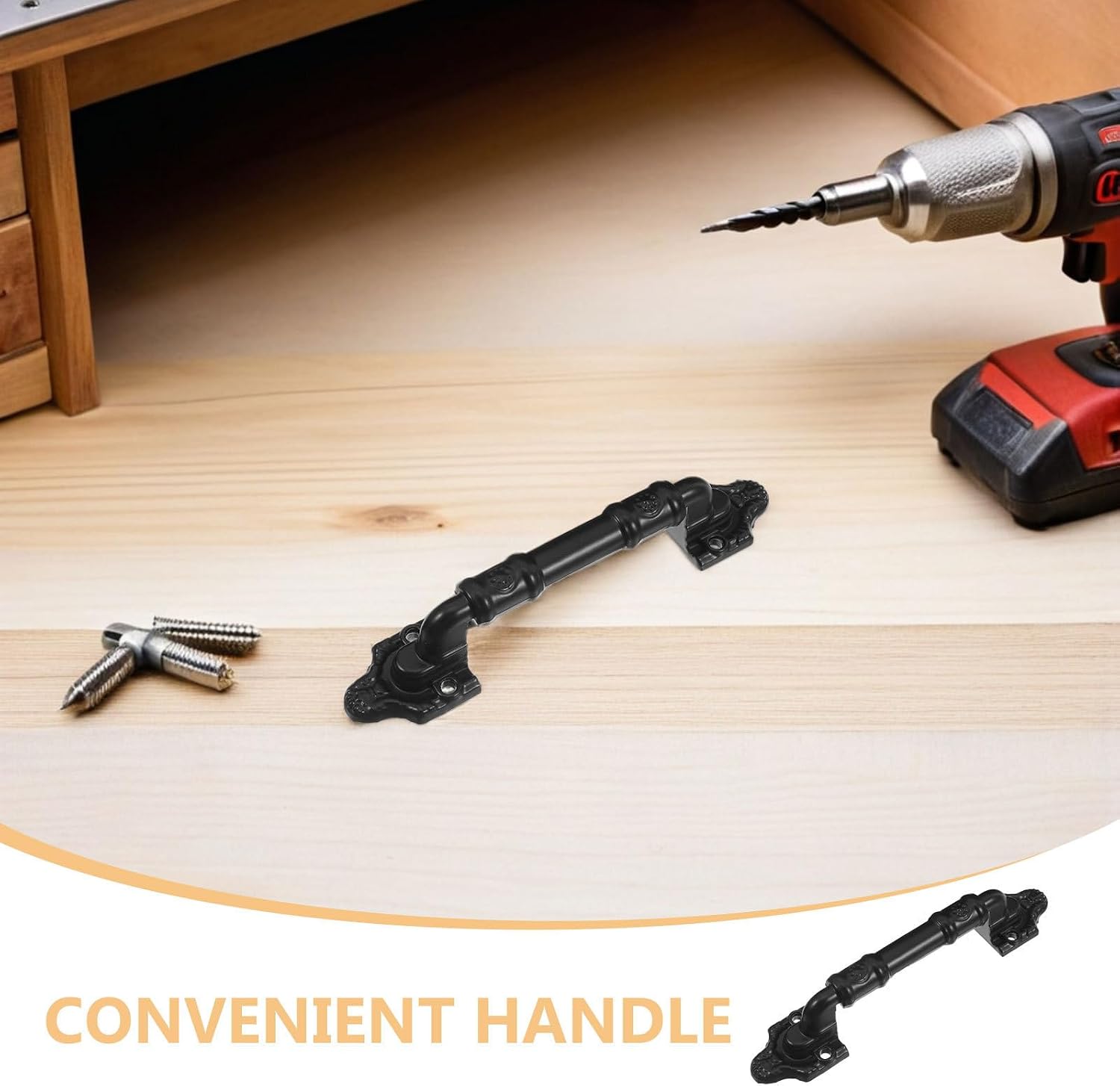4pcs Barn Door Hardware Pull Handles Black Iron Alloy