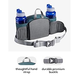 WATERFLY Fanny Pack Waist Bag: Fannie Pack 2 Water Bottle Holders Lumbar Belt Hiking Walking Running Jogging Camping Large Woman Man (Bottle Not Included)