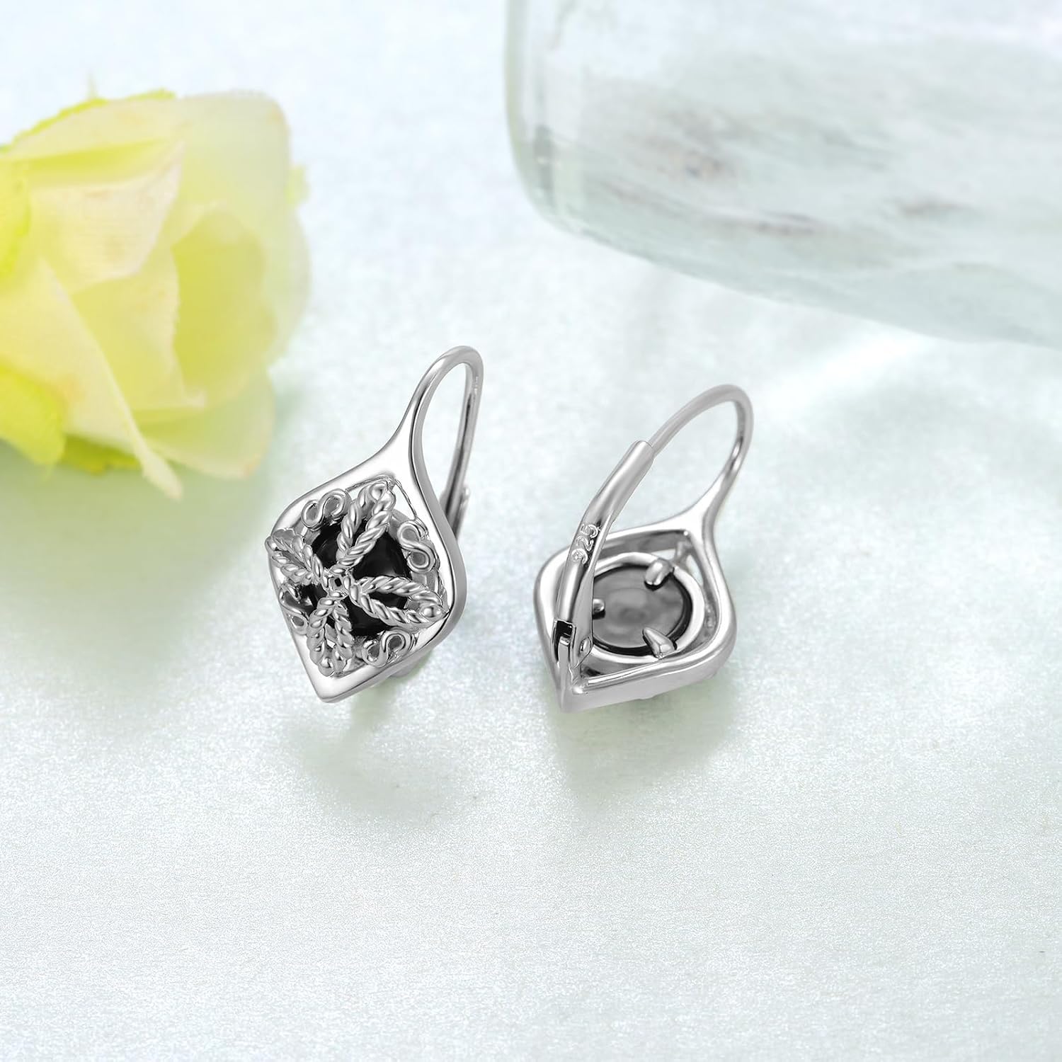 Witches Knot Earrings Celtic Nudo de Bruja Plata 925 Original Sterling Silver Obsidian Witch Knot Earrings Irish Jewelry Gifts for Women - Image 3