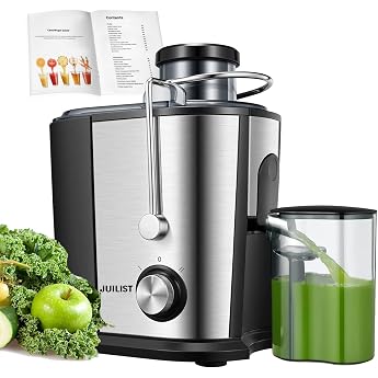 Juilist Juicer Vegetables and Fruit Up to 800 W Juicer with Large Filling Chute 65 mm 2 Speed Levels Anti-Drip System & Non-Slip Feet Easy to Use and Clean 600 W