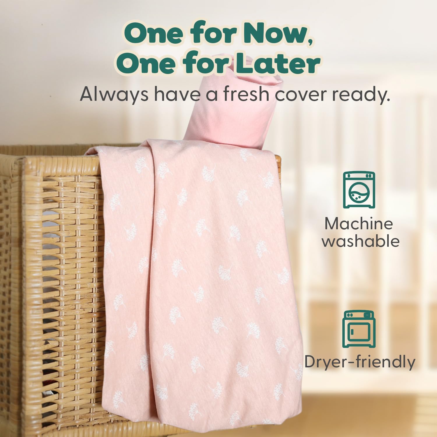 Organic Cotton Changing Pad Cover Girl, 2pk Changing Table Cover, Pink image 5