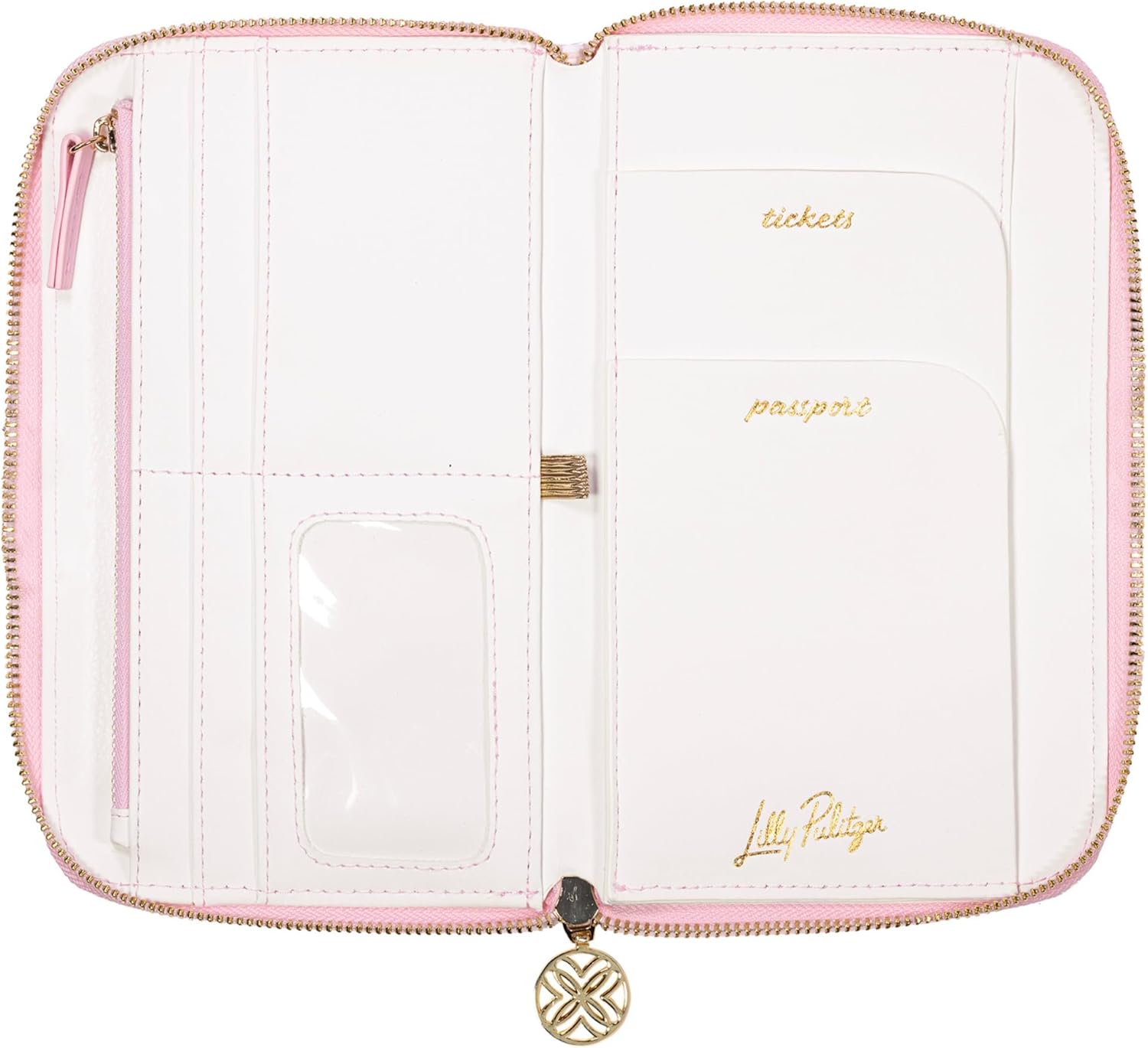 Lilly Pulitzer Leatherette Travel Wallet for Women, Passport Holder with ID Window, Card Slots and Interior Pockets (Lilly Garden Home)