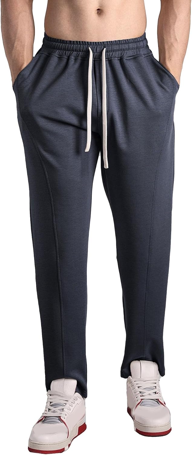 Men's Solid Elastic Waist Joggers Athletic Pants Baggy Casual Spring Fall Pants Drawstring Comfort Outdoor Trousers