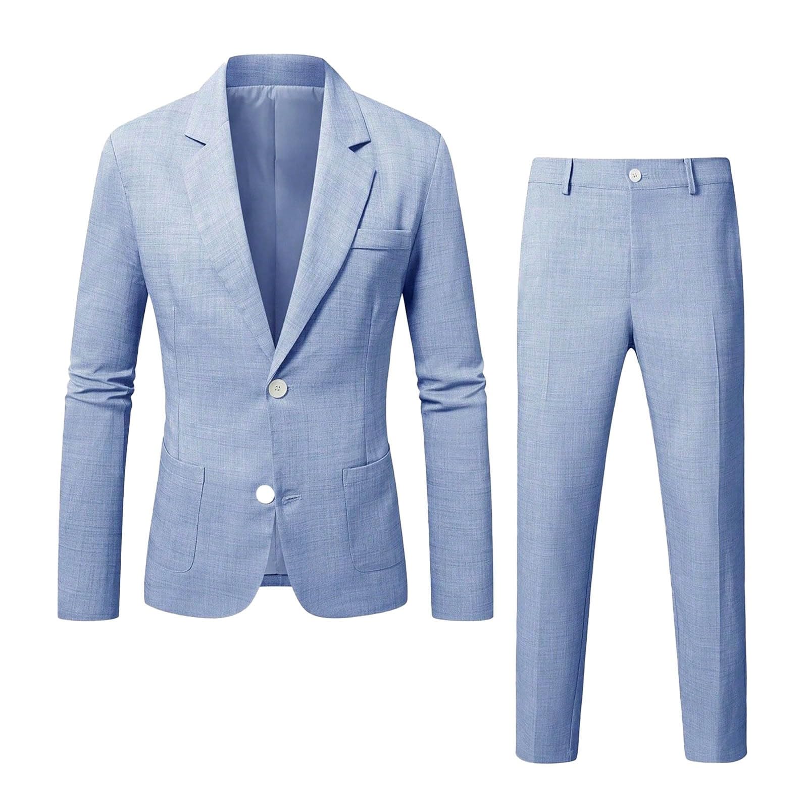 Conjunto de Traje para Hombre, Esmoquin Casual, 2 Piezas, Ajuste Regular, Chaqueta de Lino y Pantalones, graduación, Boda, Cena