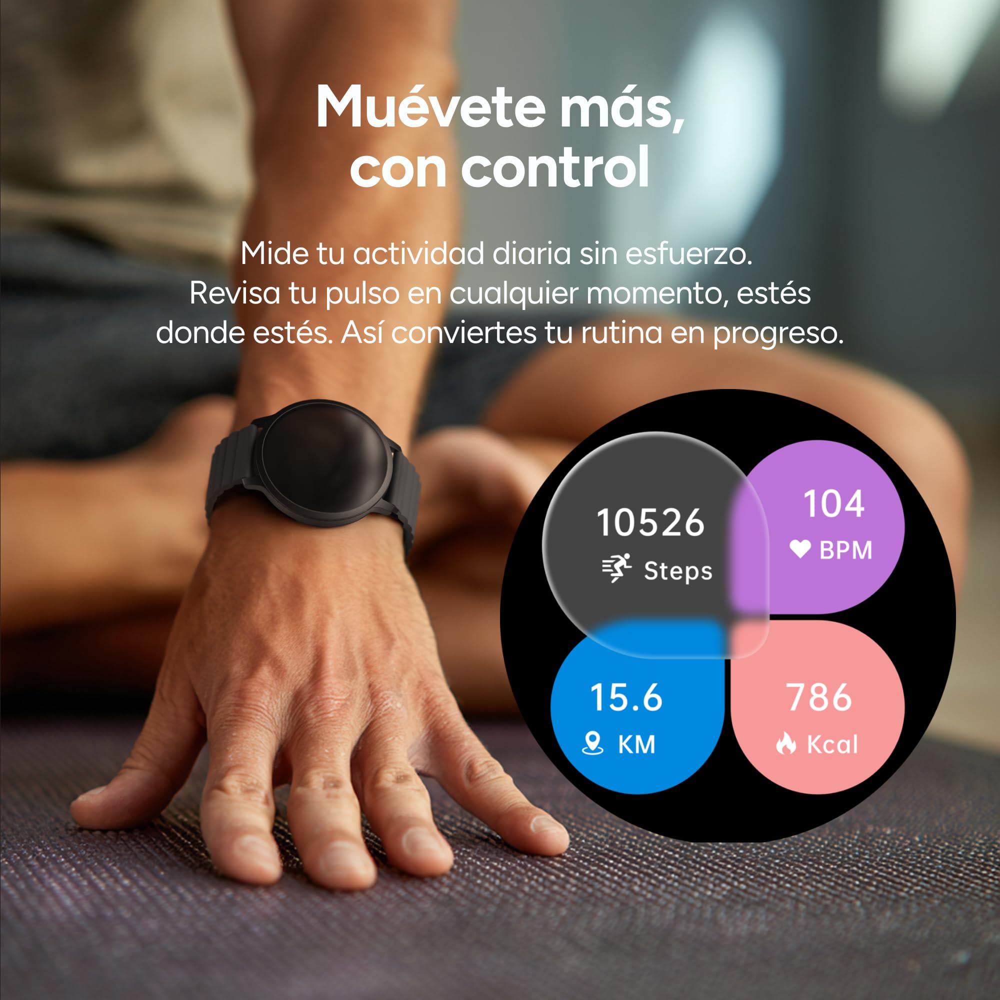 KSIX Smartwatch Core 3 Go - Reloj Inteligente Pantalla AMOLED 1.32", Diseño Ultra Fino, Llamadas, Correa de Silicona Magnética, IP67, Compatible con iPhone® y Android® - Negro