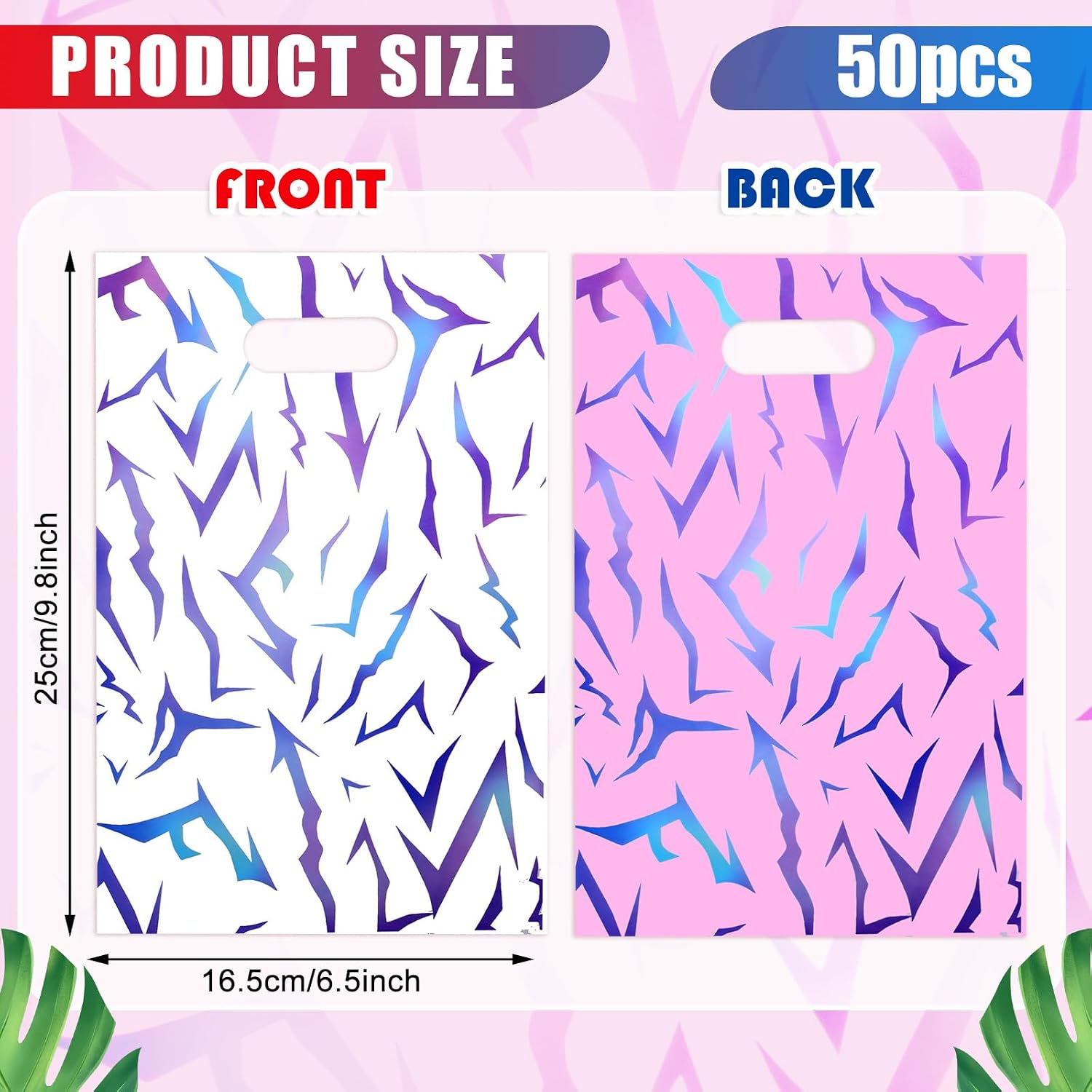 50 Pcs K Pop Party Favor Bags with Handles, Double Sided Demon Energy Pattern Plastic Goodie Gift Bags Bulk Aesthetic Treat Candy Pouch‌ for Girls Movie Birthday Party Supplies (k pop energy) image 2