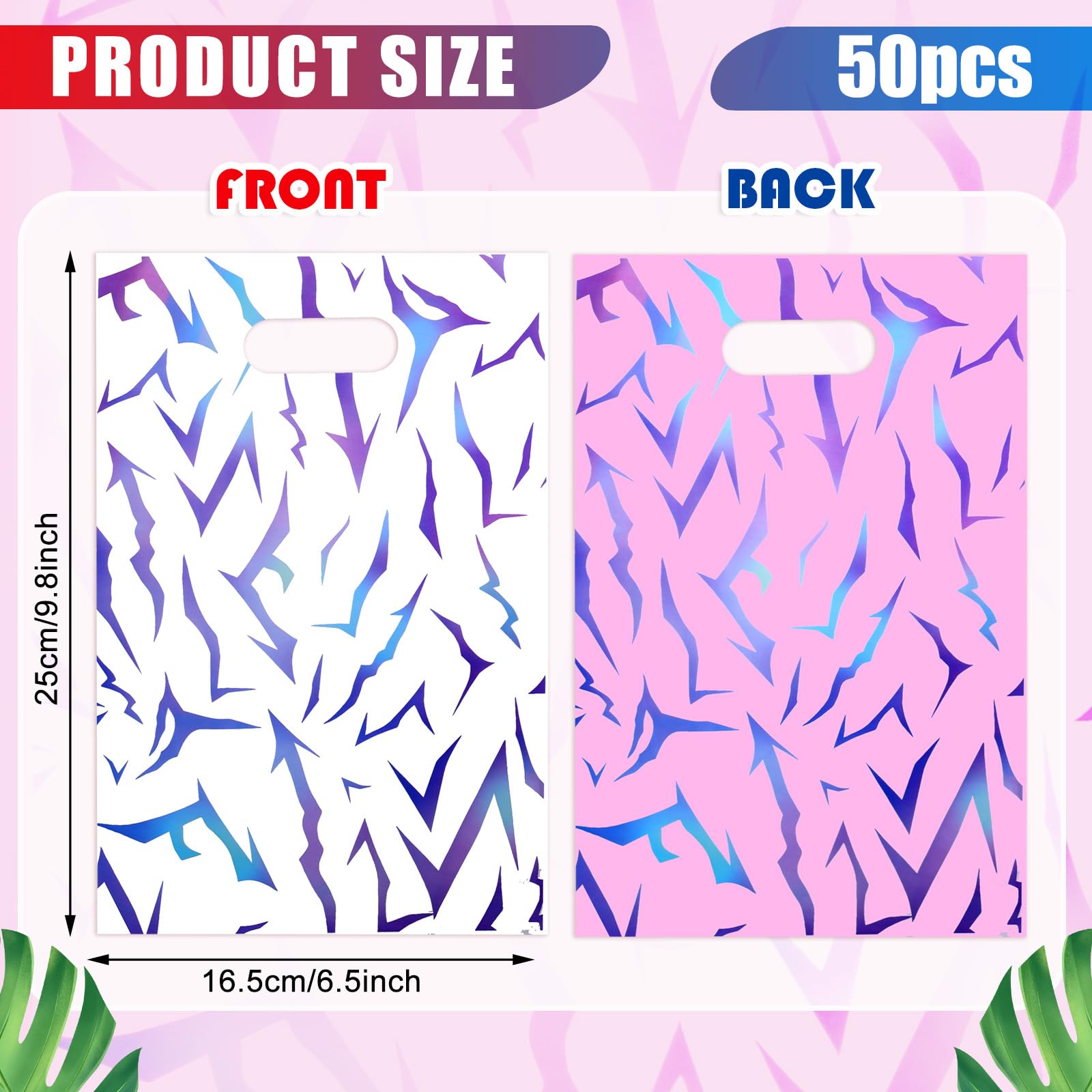 MTWENWENZY 50 sacchetti per bomboniere K Pop con manici, in plastica, motivo energia demoniaca, sacchetti regalo estetici, per ragazze, film, feste di compleanno