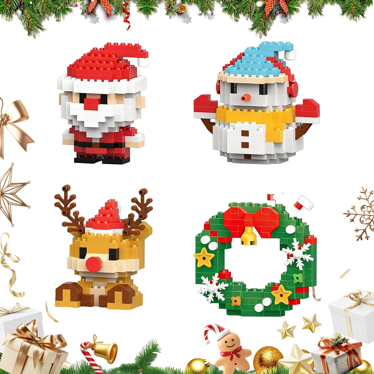 Amazon.com: Yee hfafa 4 Pack Santa Claus Design Building Blocks Set ...